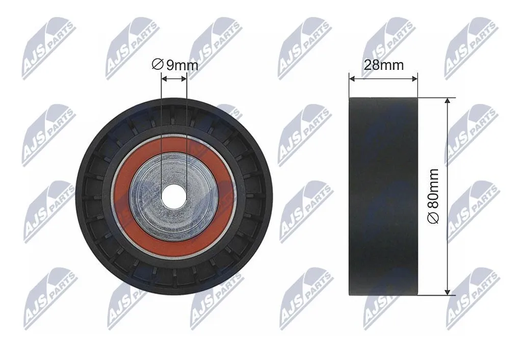 NTY Umlenk- / Führungsrolle Keilriemen RNK-BM-019 für BMW für 7 (E38) 28mm 9mm